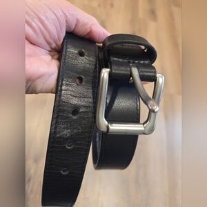 Duluth Trading Co Mens Sz 46 Black Thick Italian Leather Belt Lifetime Durable